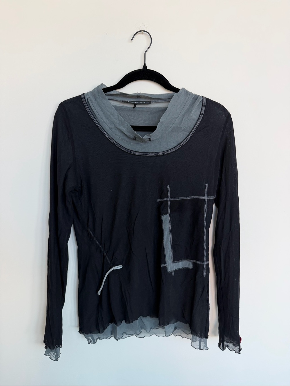 Mado et les Autres black and grey layered sheer mesh top
